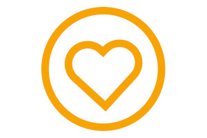 Yellow heart in yellow circle
