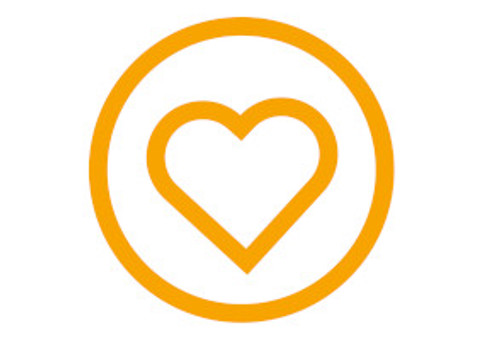 Yellow heart in yellow circle