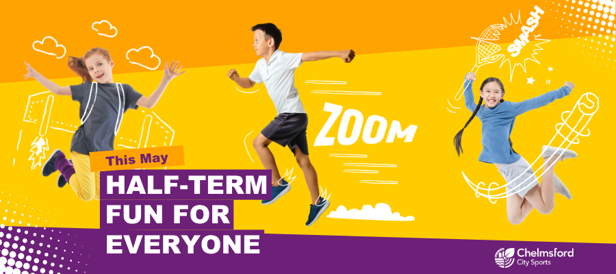 This May half-term fun for everyone. Three kids jumping and running about.