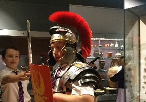 Child dressed up as historic soldier