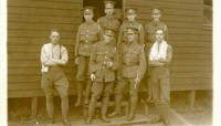 Soldiers from the 3rd South Midlands Field Hospital outside the isolation huts in the grounds in 1915. preview