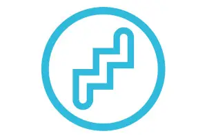 Light blue steps in a light blue circle