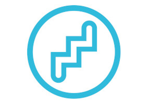 Light blue steps in a light blue circle
