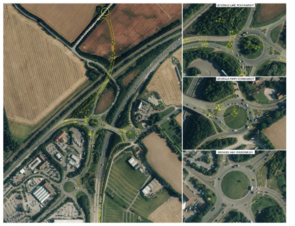 Aerial view of new roundabout layout