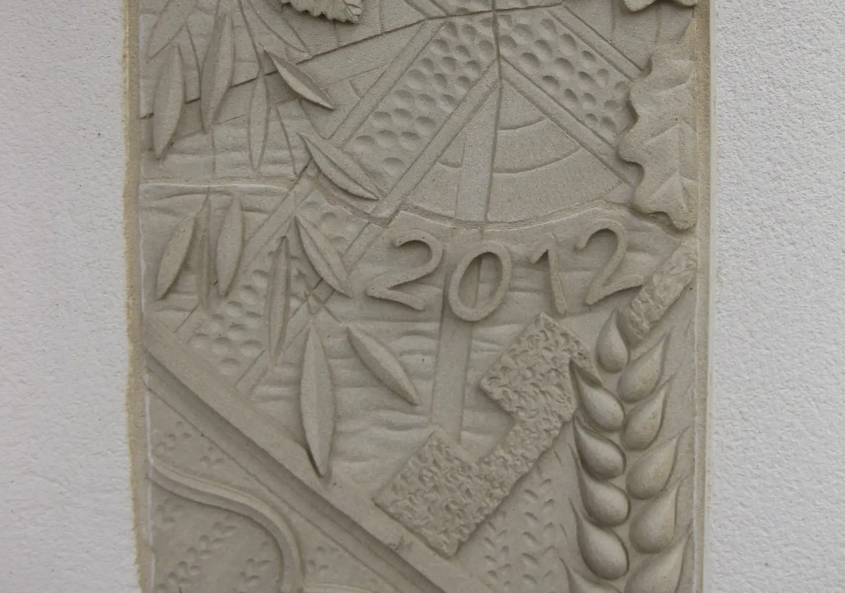 Close up of panel showing '2012'
