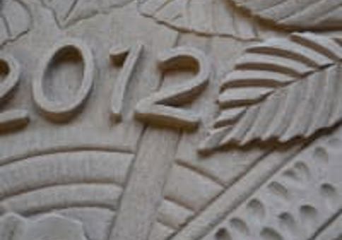 Close up of panel showing '2012'