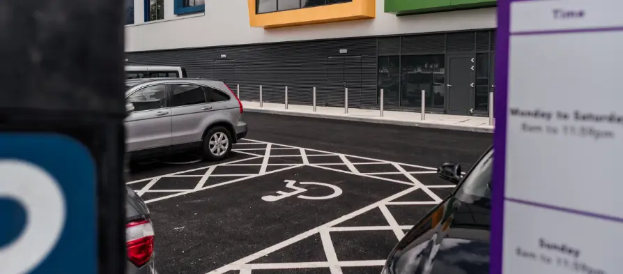 Disabled parking space in Riverside car park