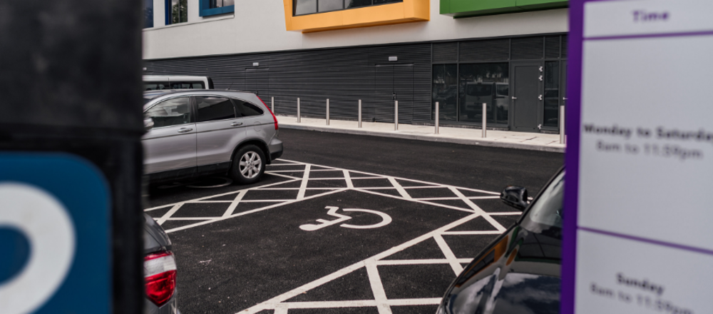 Disabled parking space in Riverside car park