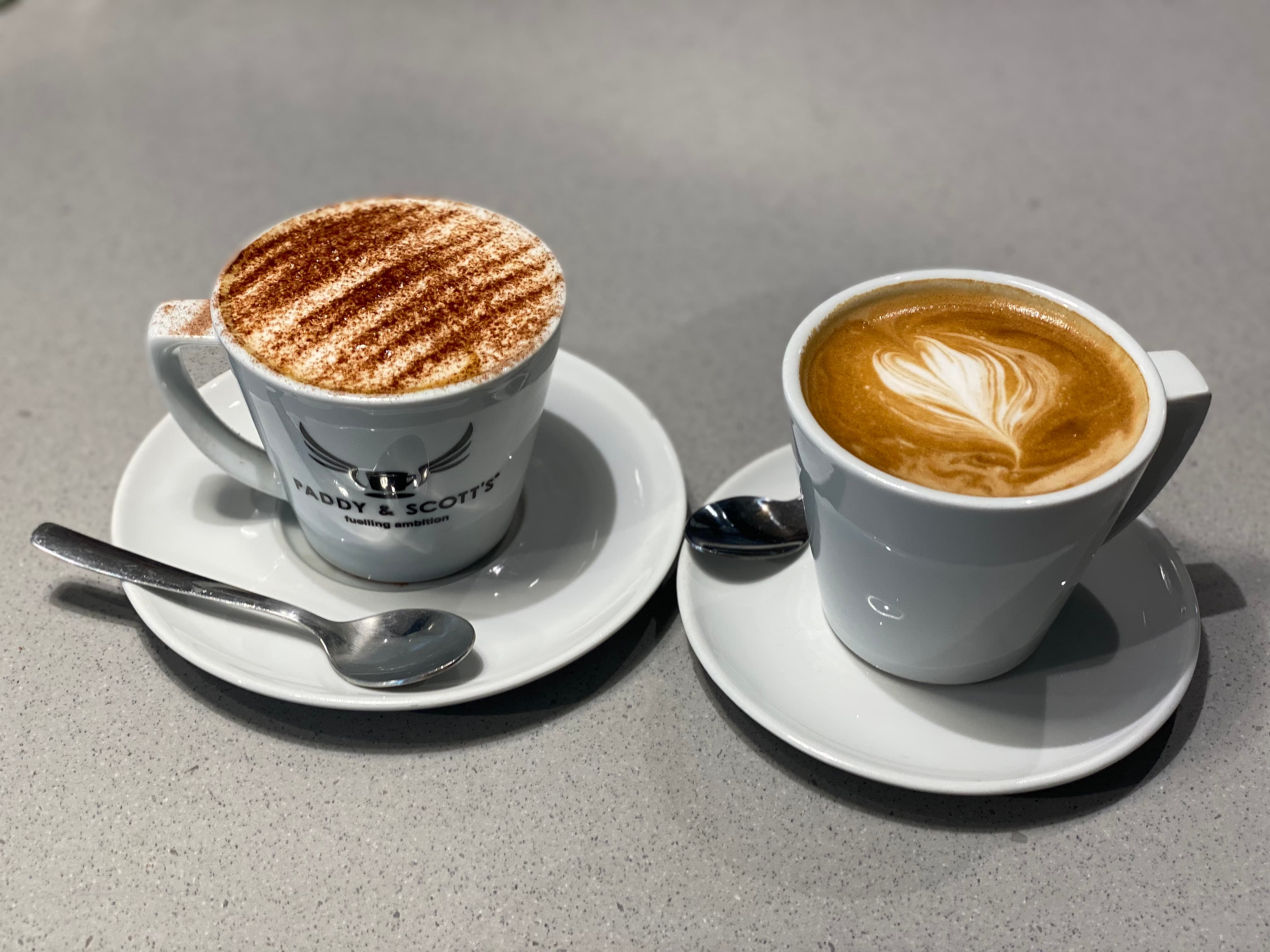 Two cups of frothy coffee preview
