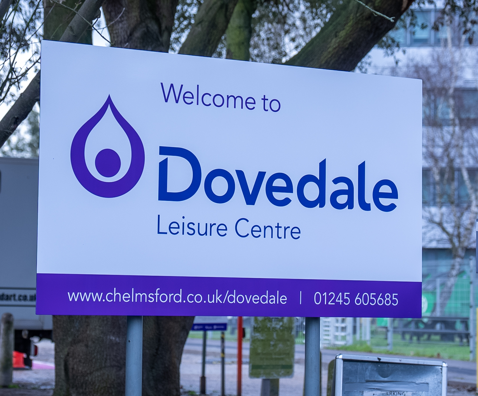 'Welcome to Dovedale Leisure Centre' sign outside the centre