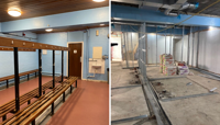 Dovedale changing rooms pre-refurb and current progress of refurbishment works preview