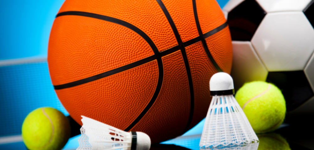 Basketball, football, tennis balls and shuttlecocks