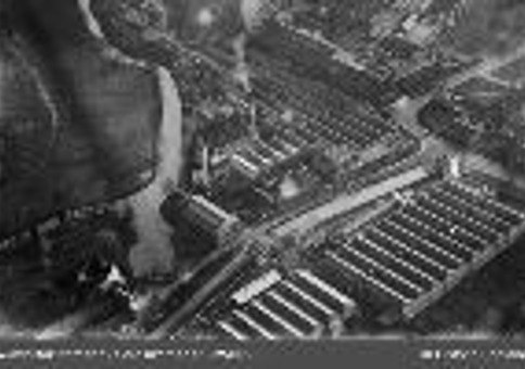 Aerial view of old factory site