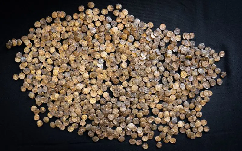 A large pile of gold coins.