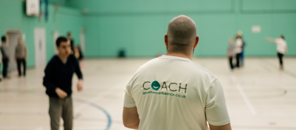 Sport for Confidence coach working at Riverside sports hall