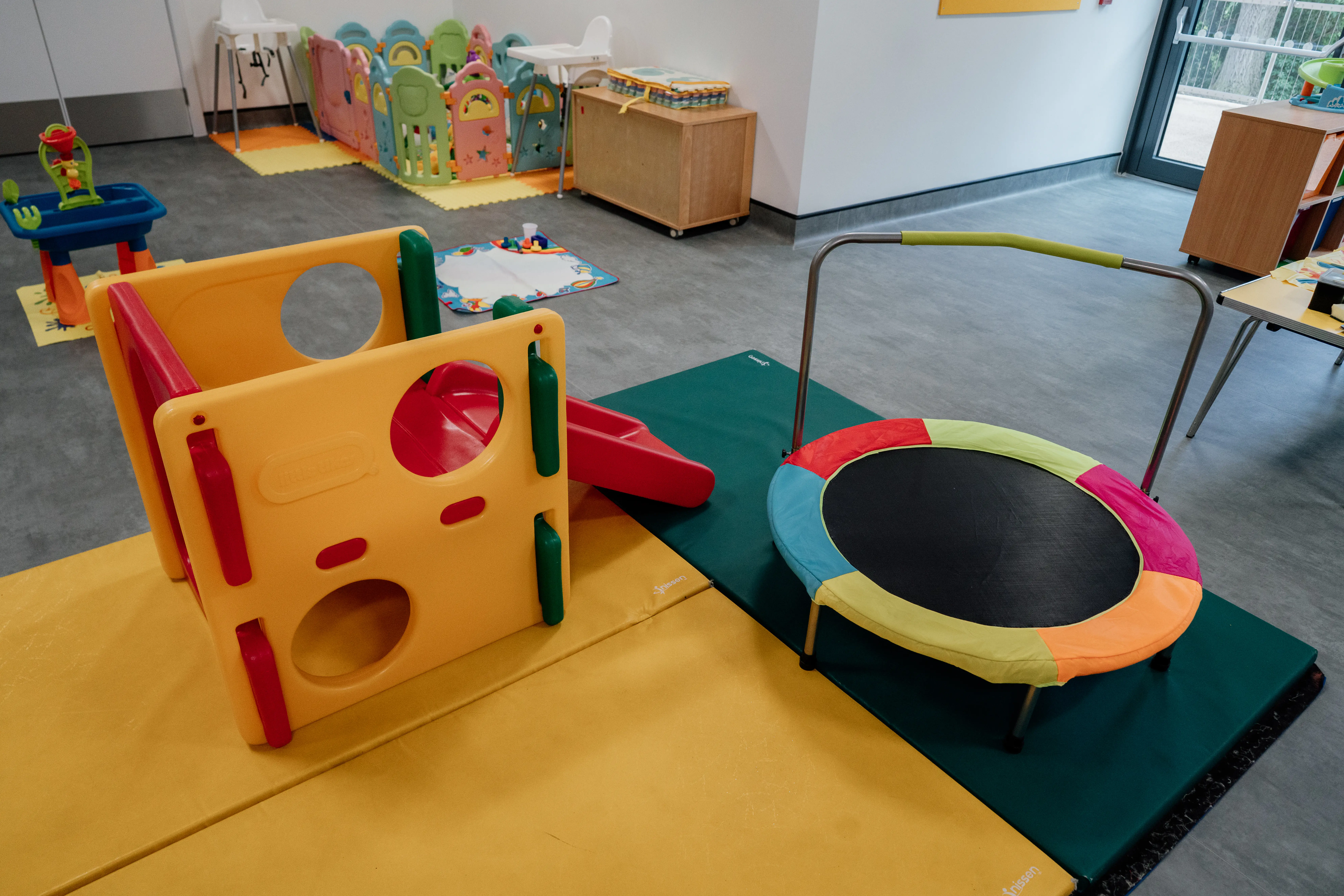 Mini slide and trampoline