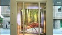 Lighbox consisting of an illusory archirecturally framed inlet into a woodland scene preview
