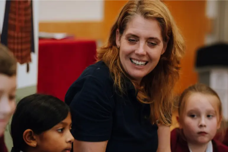 Learning Officer Helen with school kids