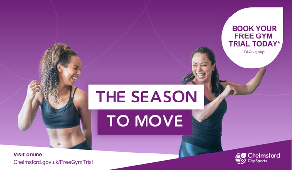 The season to move. Book your free gym trial today (terms apply). Two women enjoying an exercise class. 