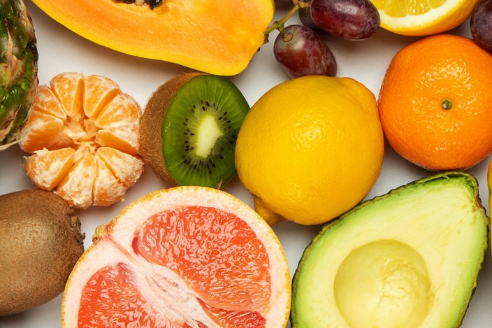 Fresh fruit, including pineapple, avocado, grapes, kiwi fruit and citrus fruits