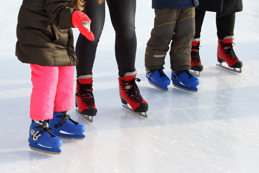 Children and adults on ice