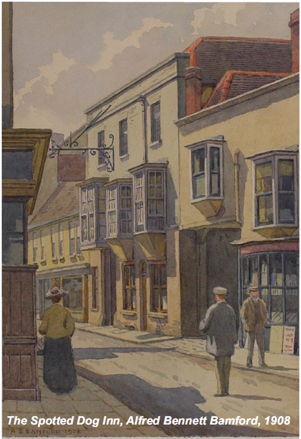 The Spotted Dog Inn (painting by Alfred Bennett Bamford, 1908)