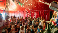 Foam gun firing foam over children in tent preview
