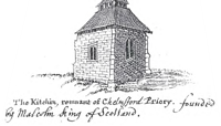 Old illustration showing small stone building preview
