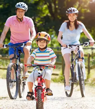 Family on a bike ride