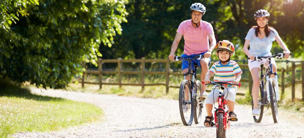 Family on a bike ride