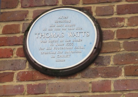 Blue plaque for Thomas Watts, a Protestant martyr
