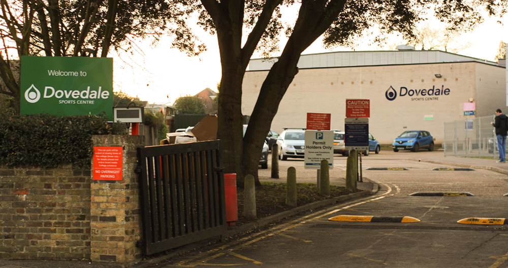 Main vehicle entrance for Dovedale Sports Centre