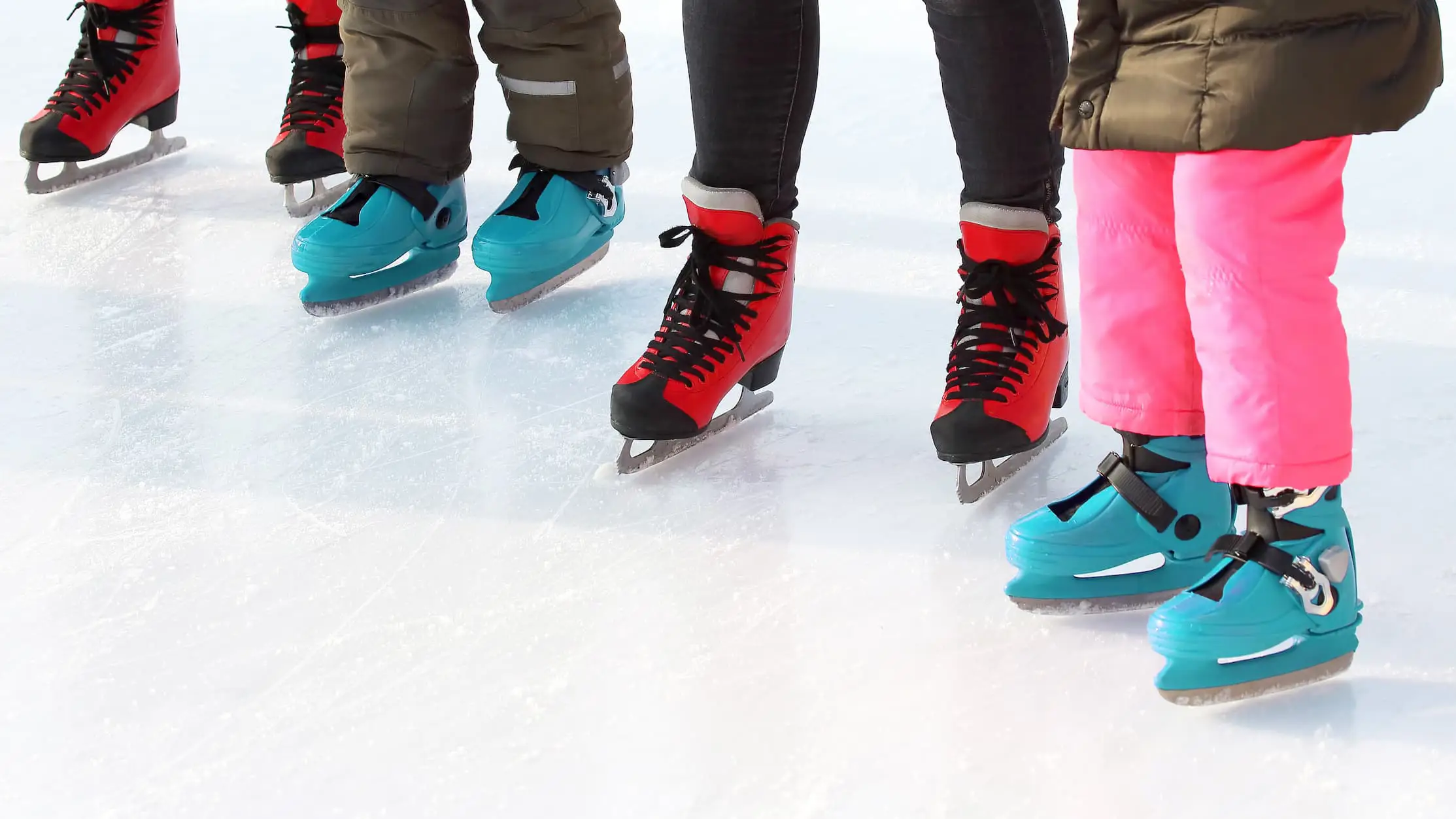 Children and adults on ice