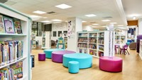 Bookcases and low seating area preview