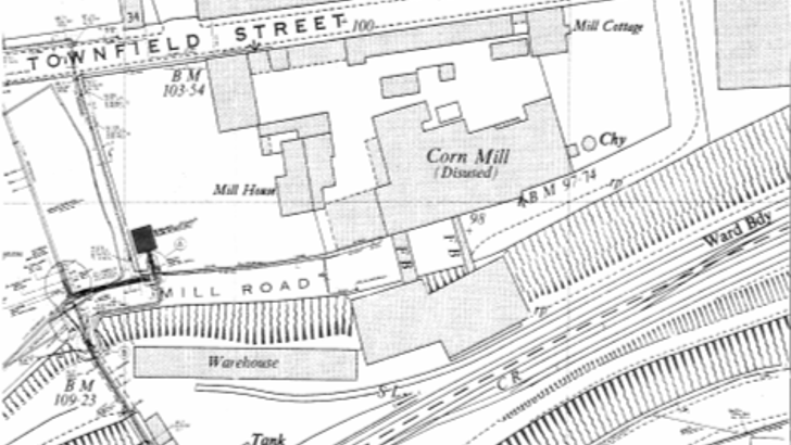 Ordnance Survey Map showing Corn Mill  from late twentieth century
