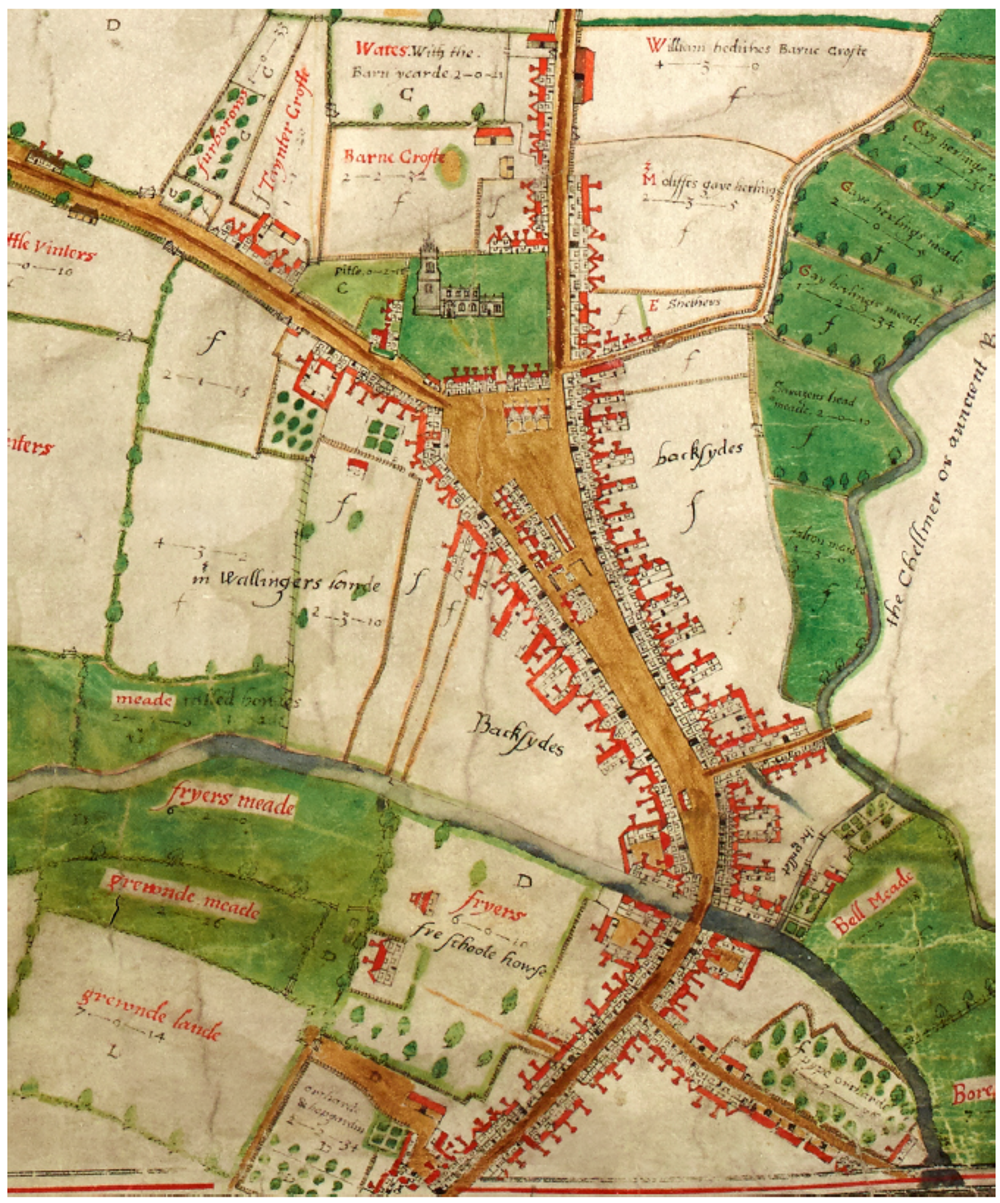 Ancient map, showing cathedral, Tindal Square and High Street