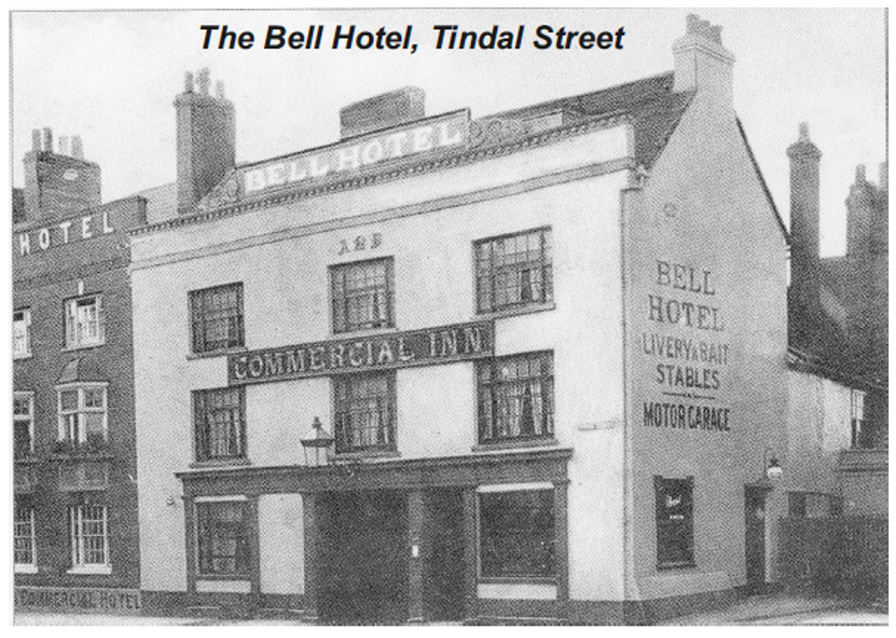 The Bell Hotel on Tindal Street (black and white photo)