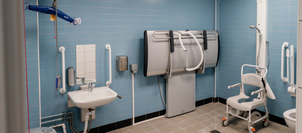 Accessible toilet facilities, including hoist and changing table