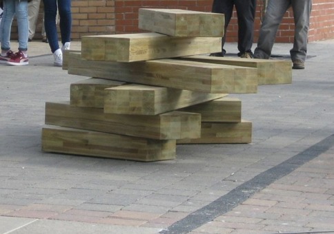 Seating in the form of a stack of timbers