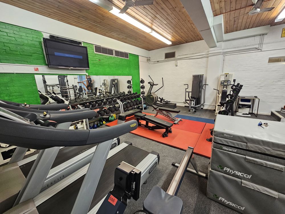 Gym at Dovedale Sports Centre with free weights and machines