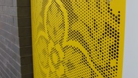 Yellow panel with flowers in damask pattern preview