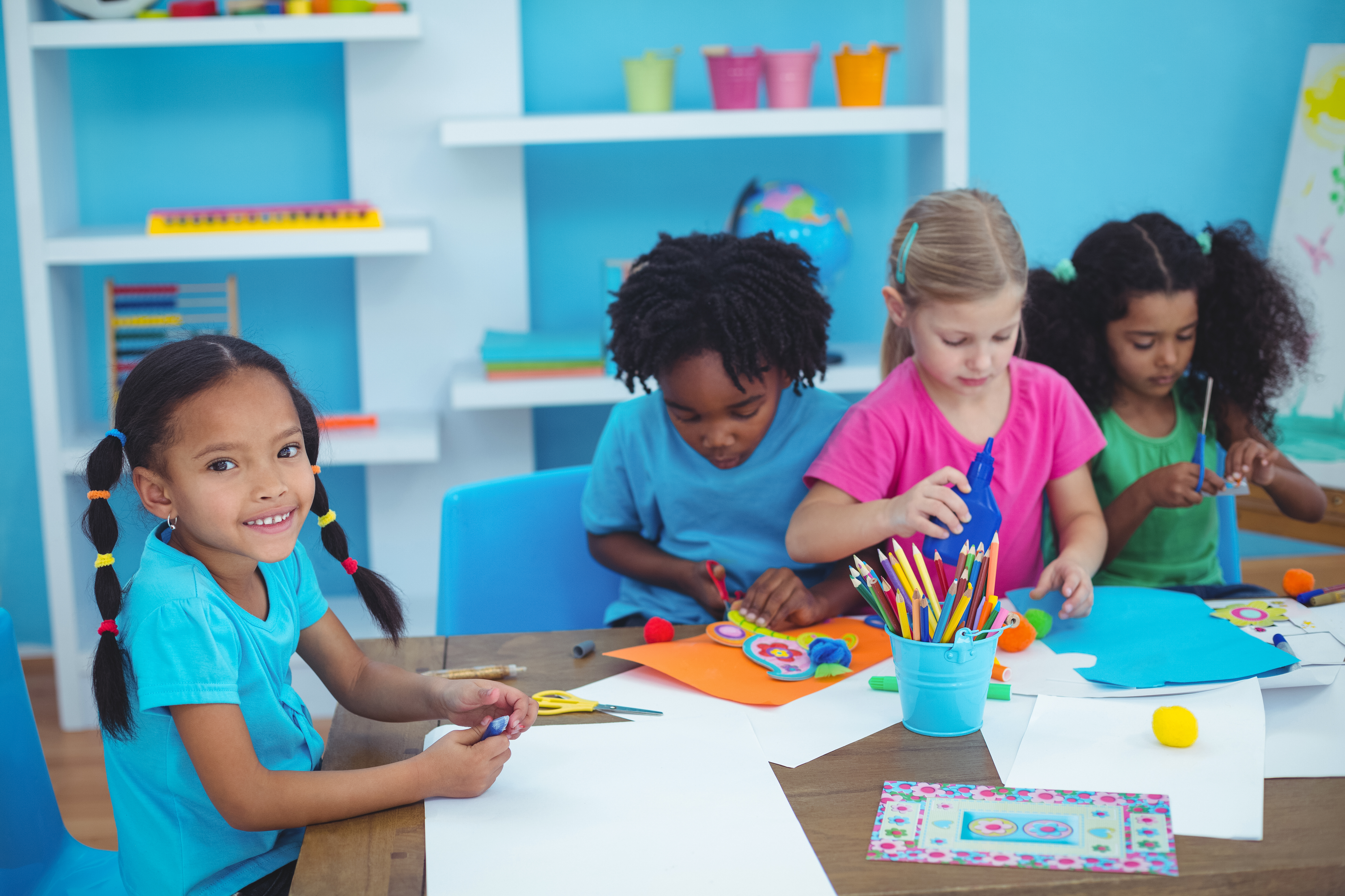 Children doing arts and crafts