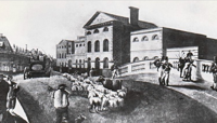 The old County Gaol, demolished in 1859 and the Stone Bridge preview