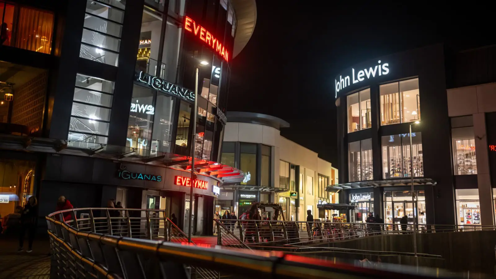 Bond Street in Chelmsford City Centre at night
