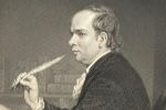 Oliver Goldsmith with quill
