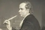 Oliver Goldsmith with quill