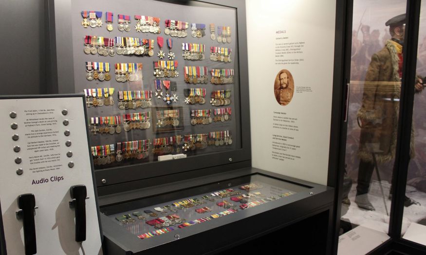 Medals on display at Chelmsford Museum in the Essex Regiment Gallery. 