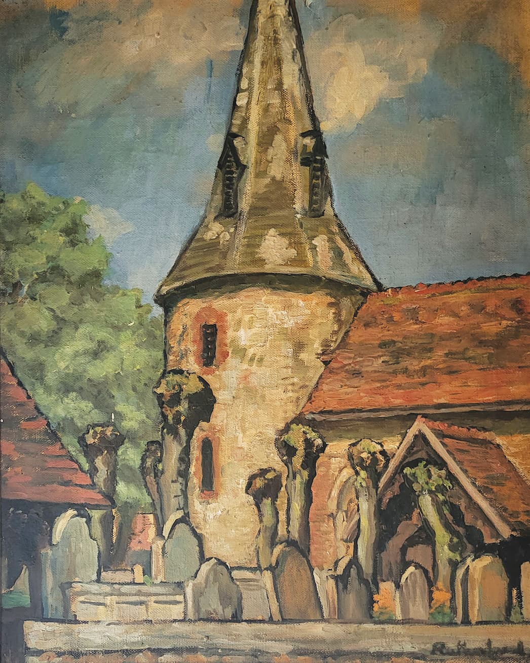 Painting of Broomfield Church by Rosemary Rutherford