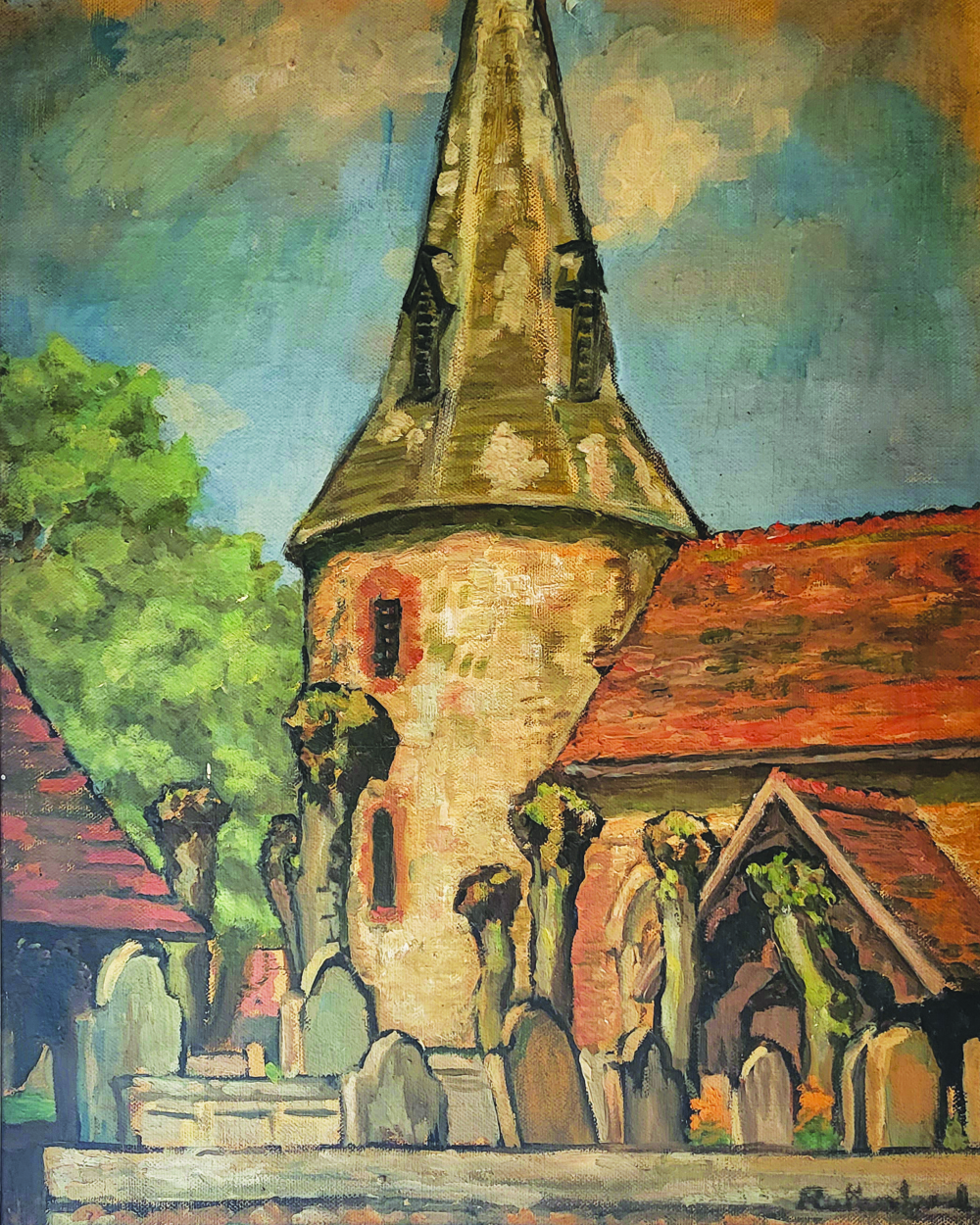 Painting of Broomfield Church by Rosemary Rutherford