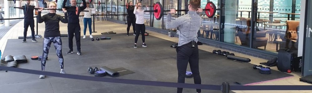 A Riverside Leisure Centre outdoor exercise class in action